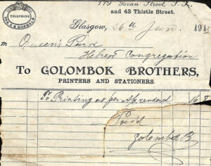 Golombok Brothers Receipt