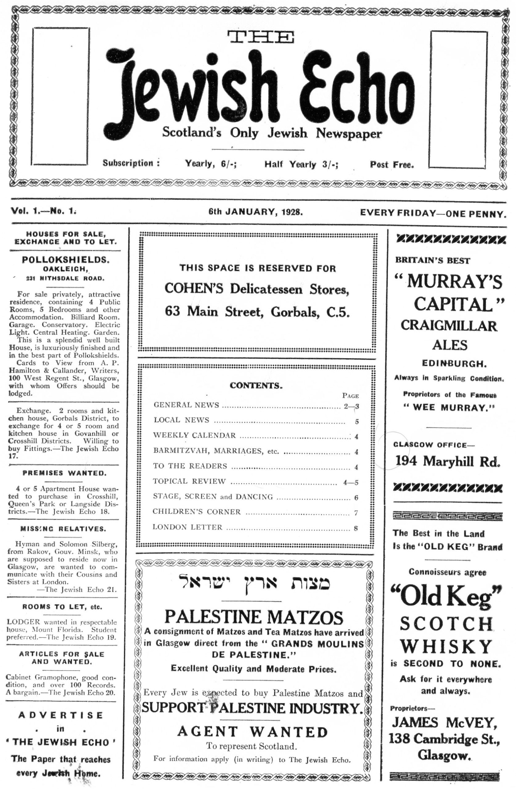 Jewish Echo 1928 - JEC